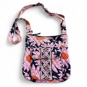 Vera Bradley Loves Me Pink and Orange Quilted Crossbody Bag